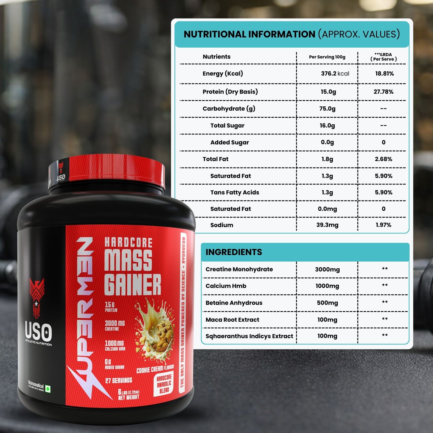 Supermen Mass Gainer Protein Powder – Café Mocha | Dietary Supplement
