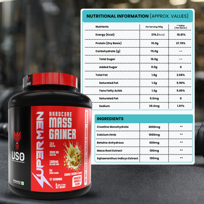 Supermen Mass Gainer Protein Powder - Cookie Cream | Dietary Supplement