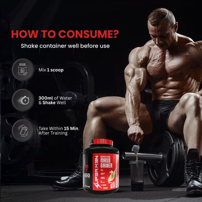 Supermen Mass Gainer Protein Powder - Vanilla | Dietary Supplement