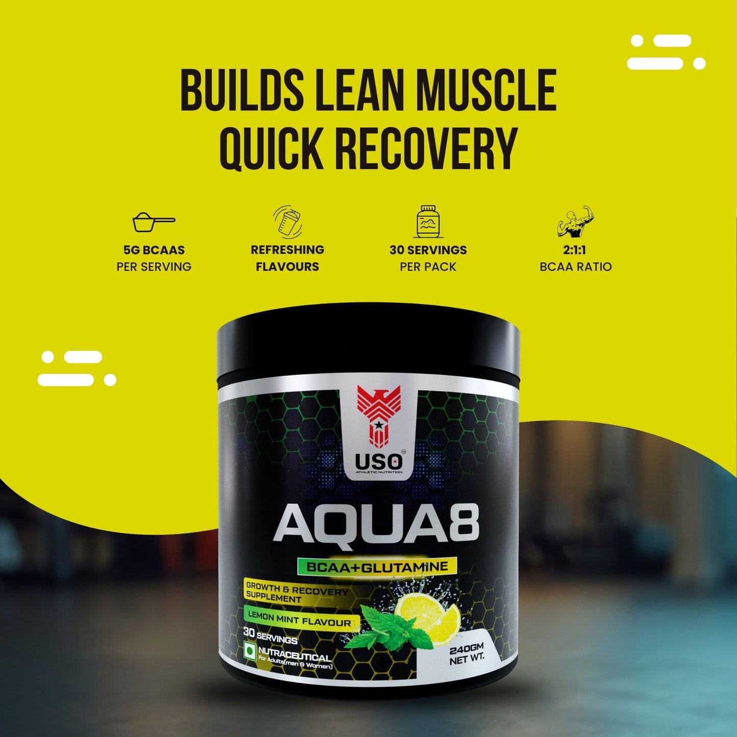 Aqua8 BCAA + Glutamine - Lemon Mint